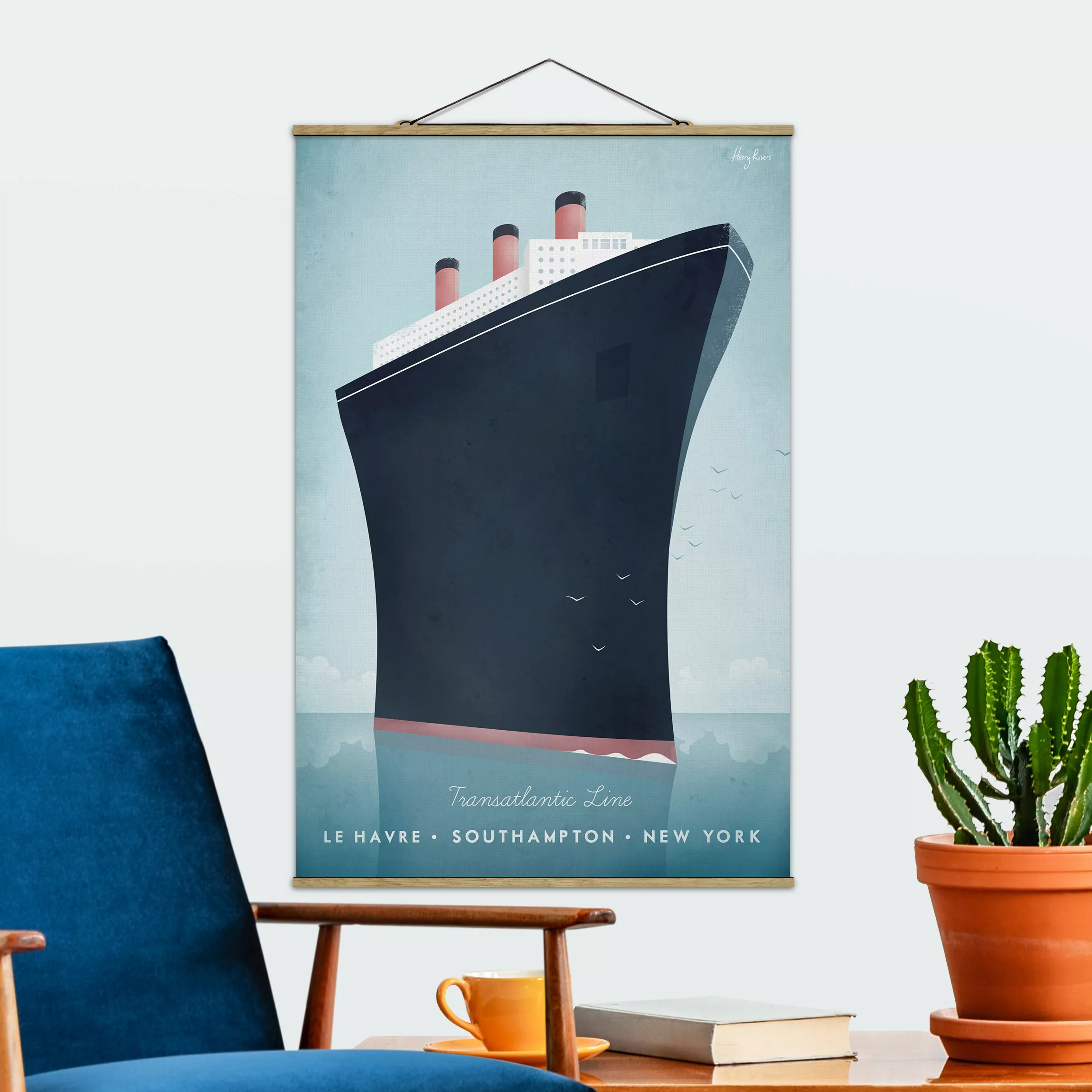 Stoffbild mit Posterleisten - Hochformat Reiseposter - Kreuzfahrtschiff günstig online kaufen