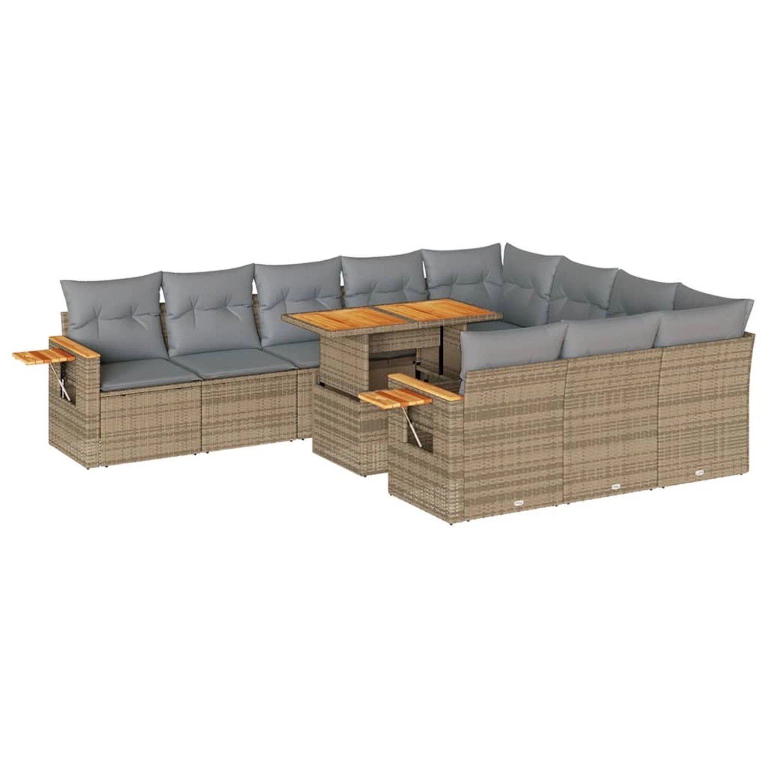 vidaXL 11-Tlg Garten-Sofagarnitur mit Kissen Beige Poly Rattan Akazie 33276 günstig online kaufen