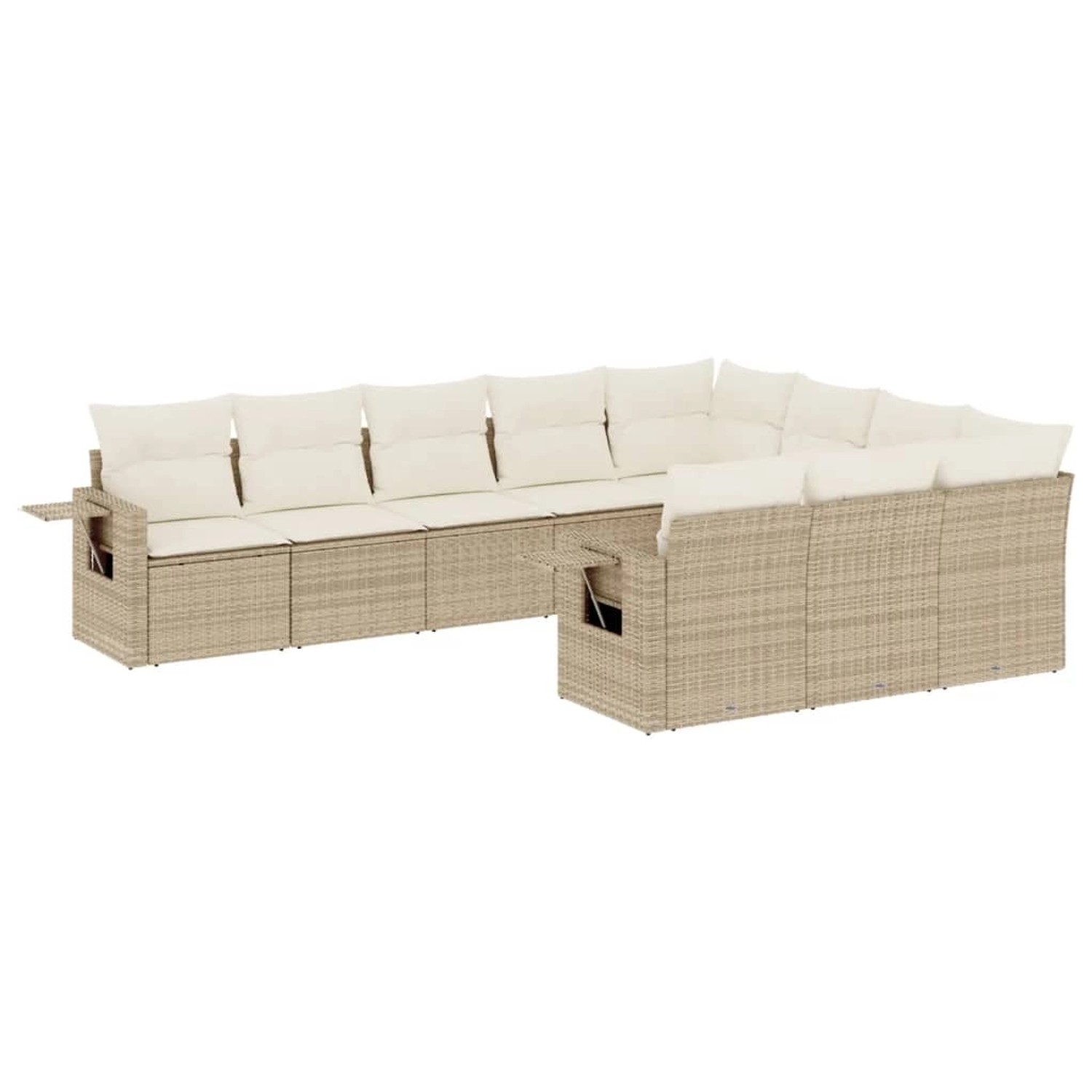 vidaXL 10-tlg Garten-Sofagarnitur mit Kissen Beige Poly Rattan Modell 184 günstig online kaufen