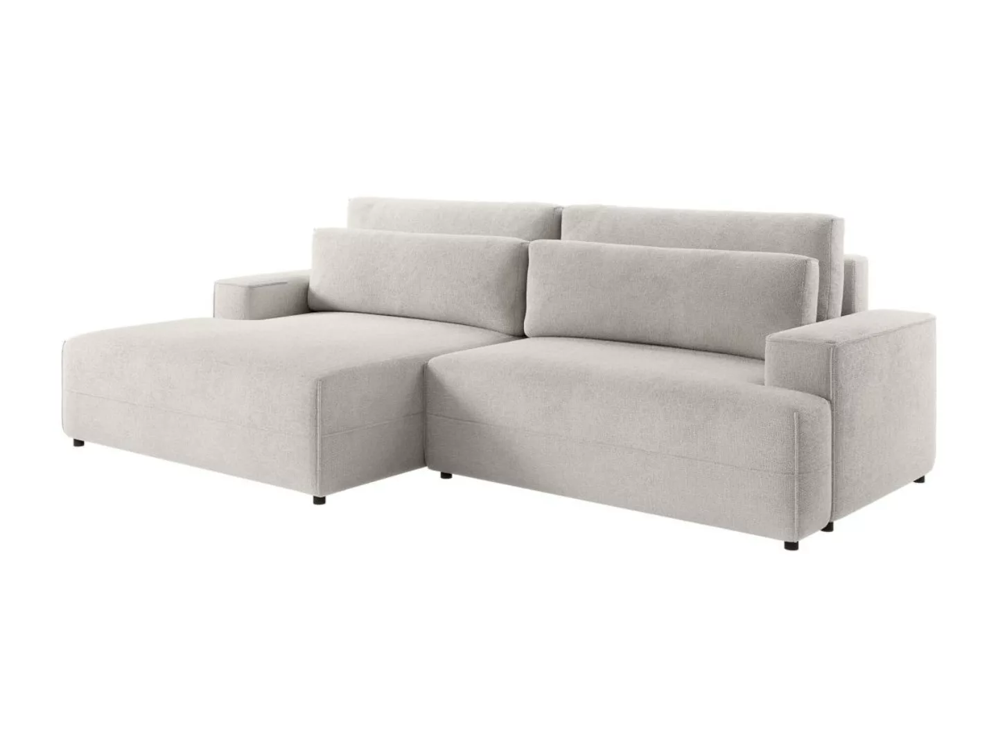 Ecksofa mit Schlaffunktion - Ecke links - Strukturstoff - Beige - BREGLIO günstig online kaufen