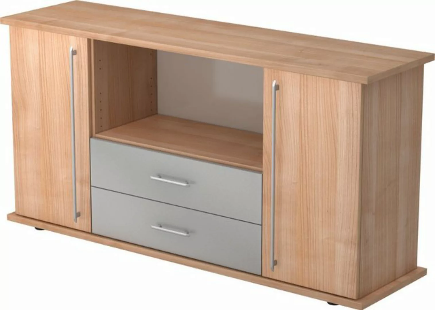 Aktenschrank Sideboard SB 2OH 2 Schübe BxTxH 166,1x44,8x84cm Griff RE Nussb günstig online kaufen