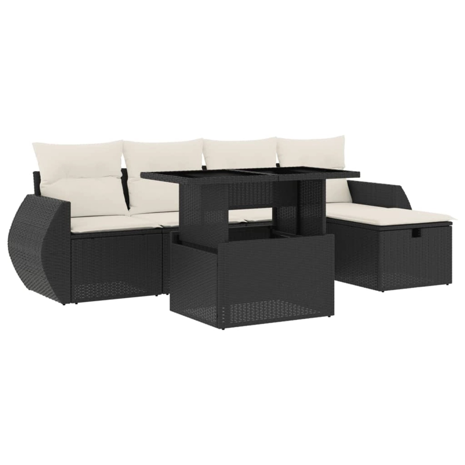 vidaXL 6-Tlg Garten-Sofagarnitur mit Kissen Schwarz Poly Rattan 3275126 günstig online kaufen