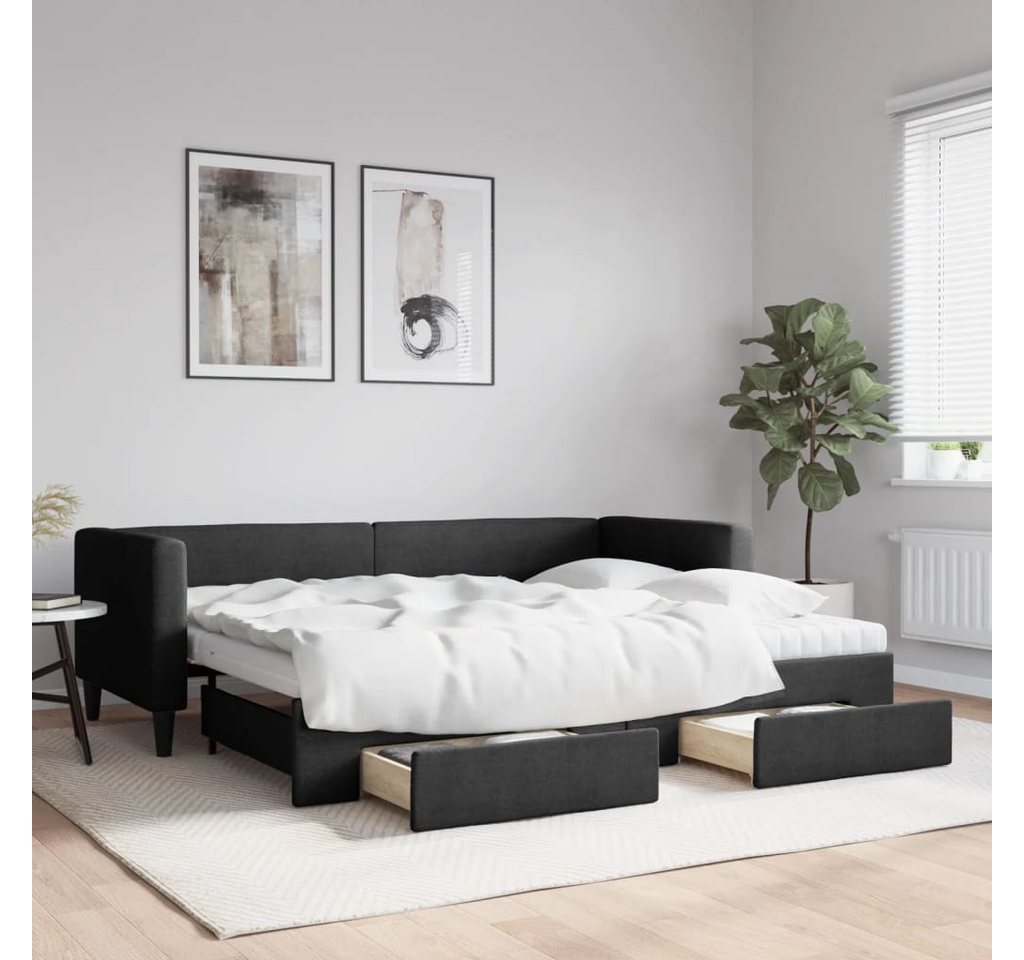 vidaXL Gästebett Gästebett Tagesbett Ausziehbar mit Schubladen Schwarz 80x2 günstig online kaufen