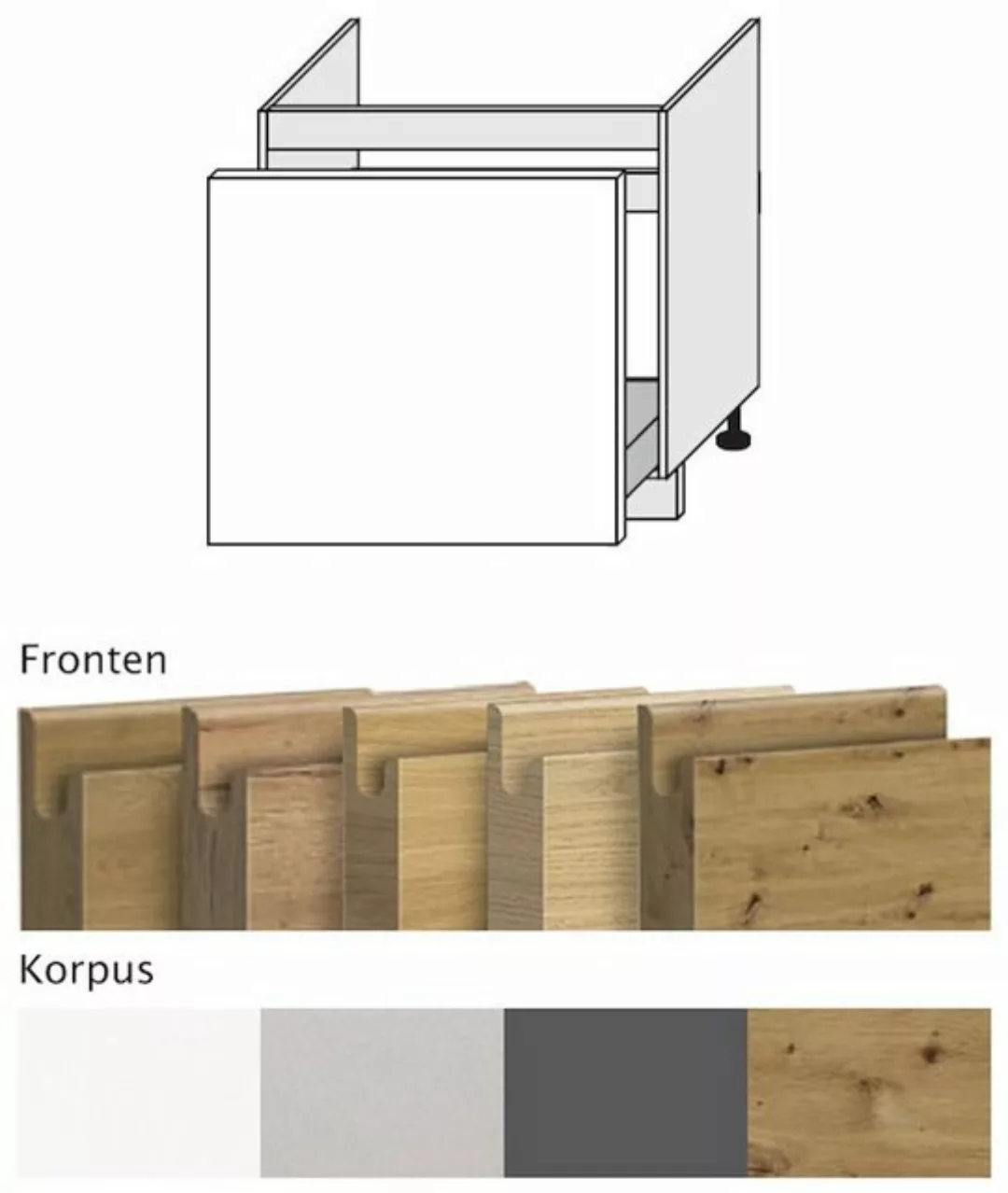 Feldmann-Wohnen Spülenunterschrank Arezzo (1-St) 80cm Front- & Korpusfarbe günstig online kaufen