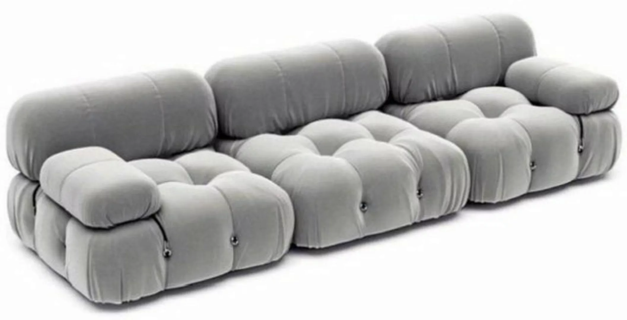 Casa Padrino 3-Sitzer Luxus Samt 3er Sofa Grau 270 x 90 x H. 68 - Handgefer günstig online kaufen