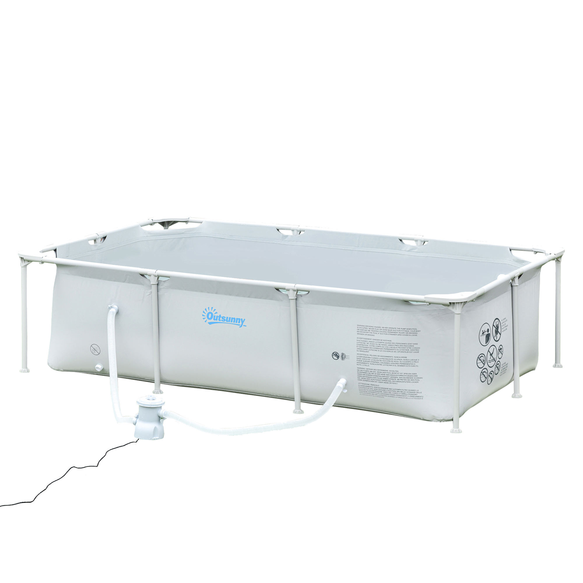 Outsunny Rechteckiger oberirdischer Stahlrohrpool mit Filter 252L x 152B x günstig online kaufen