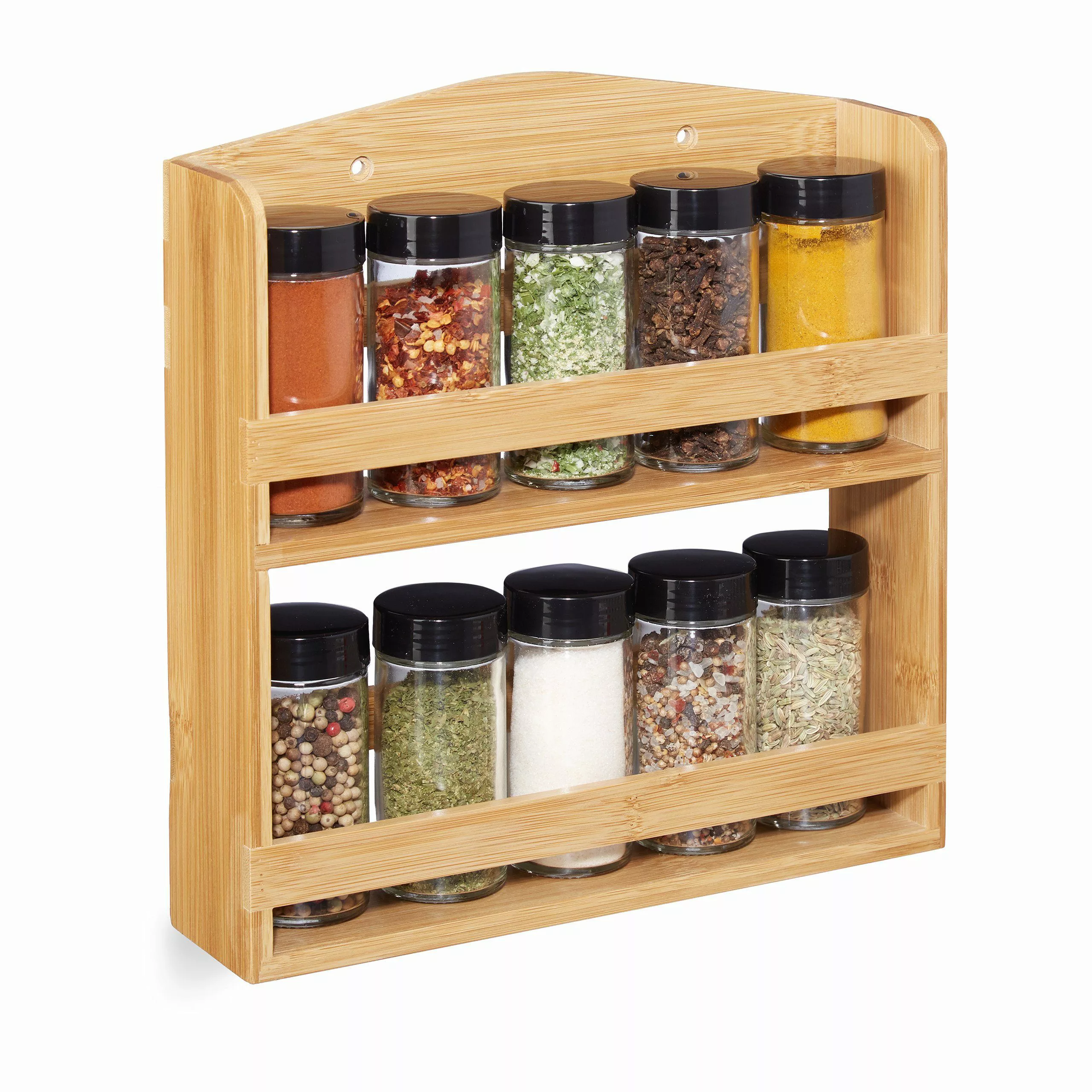 relaxdays Gewürzregal Bambus Gewürzregal 10 Gläser günstig online kaufen