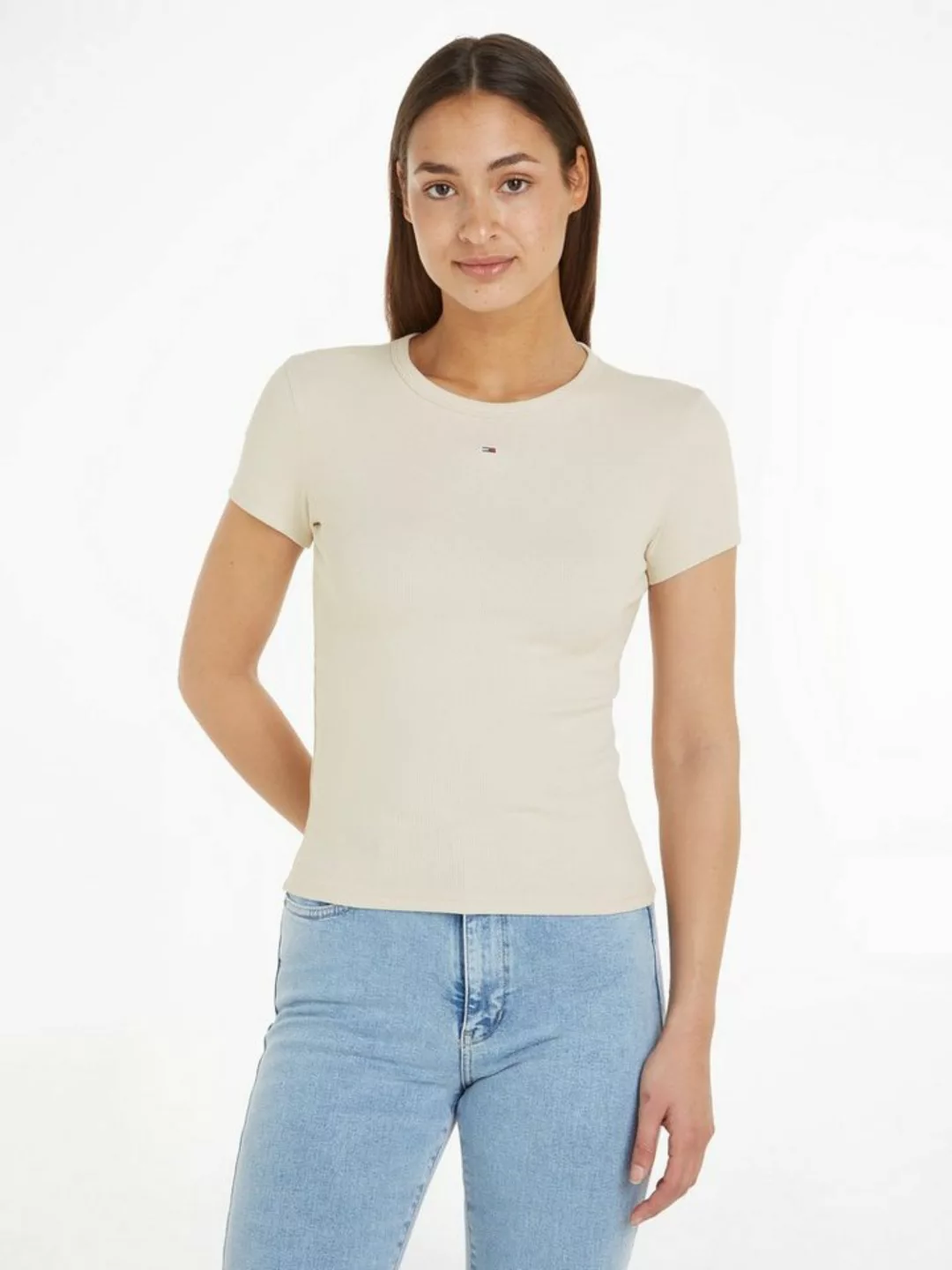 Tommy Jeans Curve T-Shirt Slim Essential Rib Große Größen günstig online kaufen