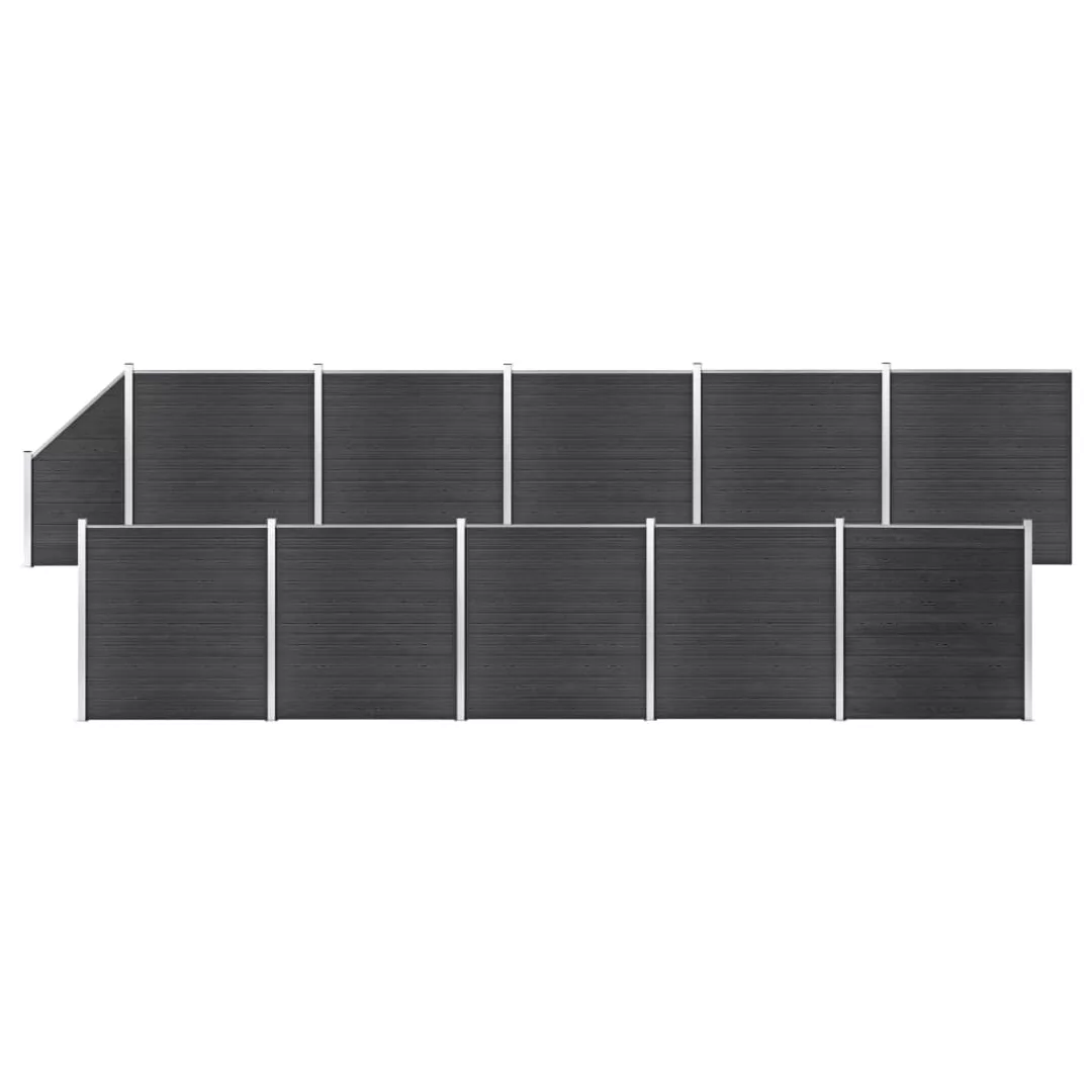 Wpc Zaun-set 10 Quadrate + 1 Schräge 1830x186 Cm Grau günstig online kaufen