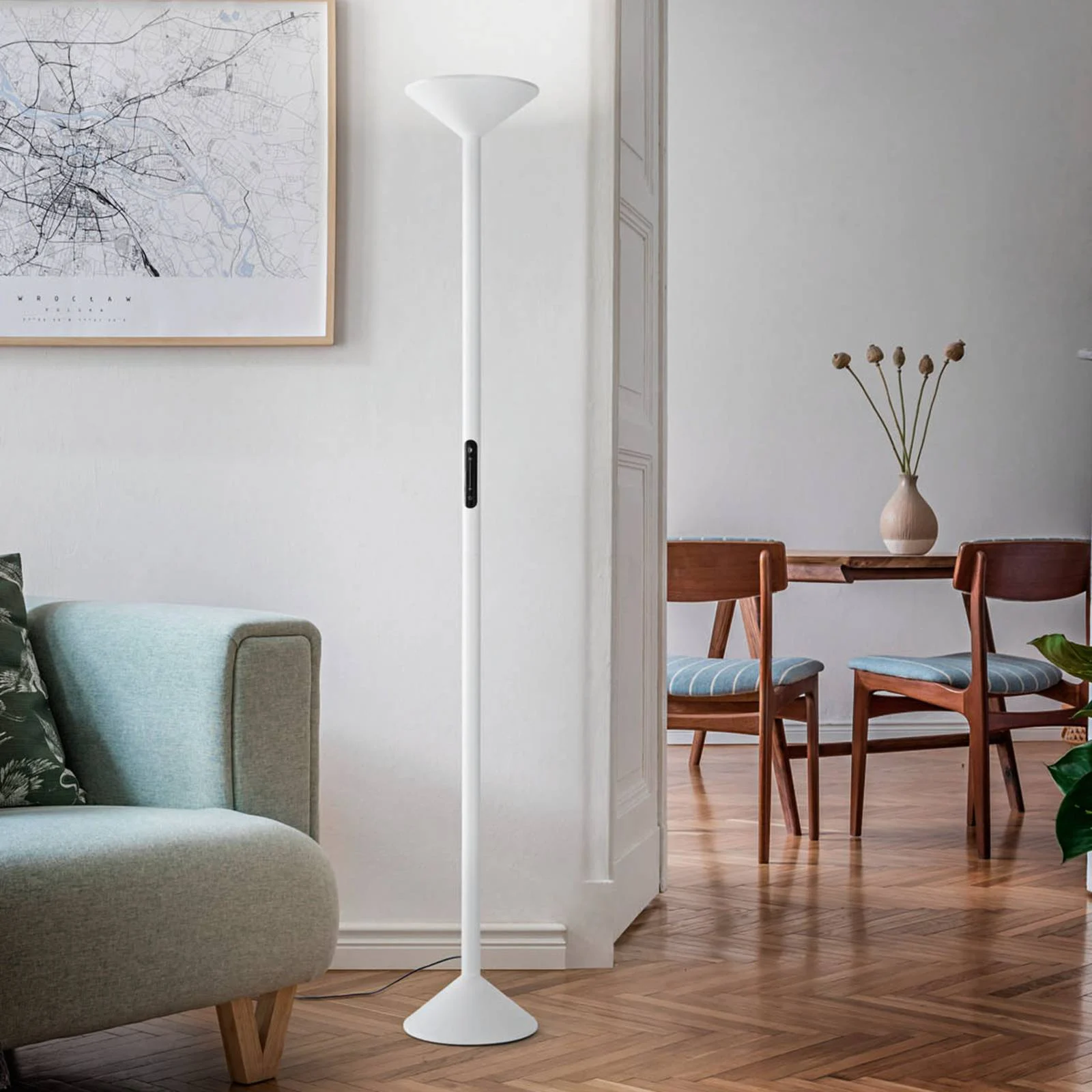 LED-Stehleuchte Tratto, weiß, Metall, CCT, dimmbar günstig online kaufen
