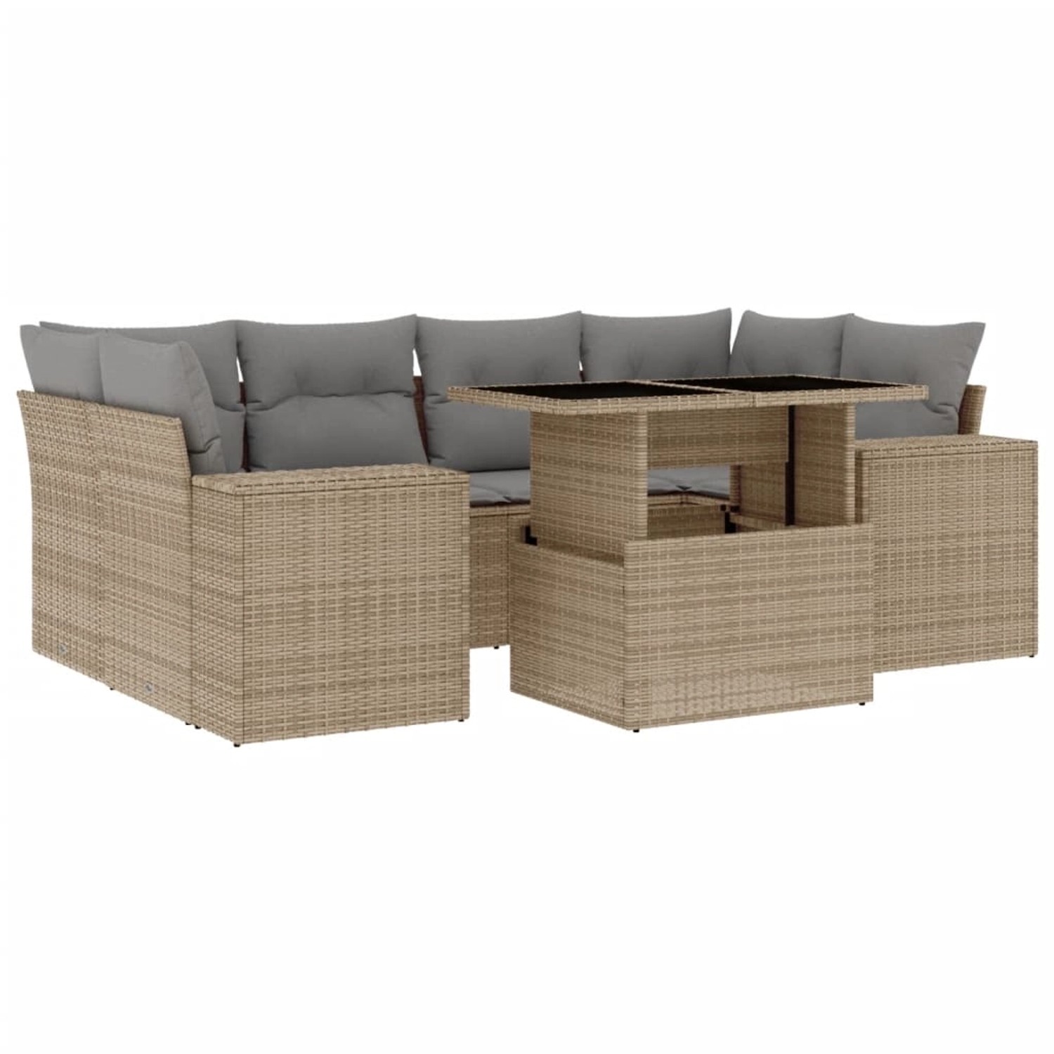 vidaXL 7-tlg Garten-Sofagarnitur mit Kissen Beige Poly Rattan Modell 343 günstig online kaufen