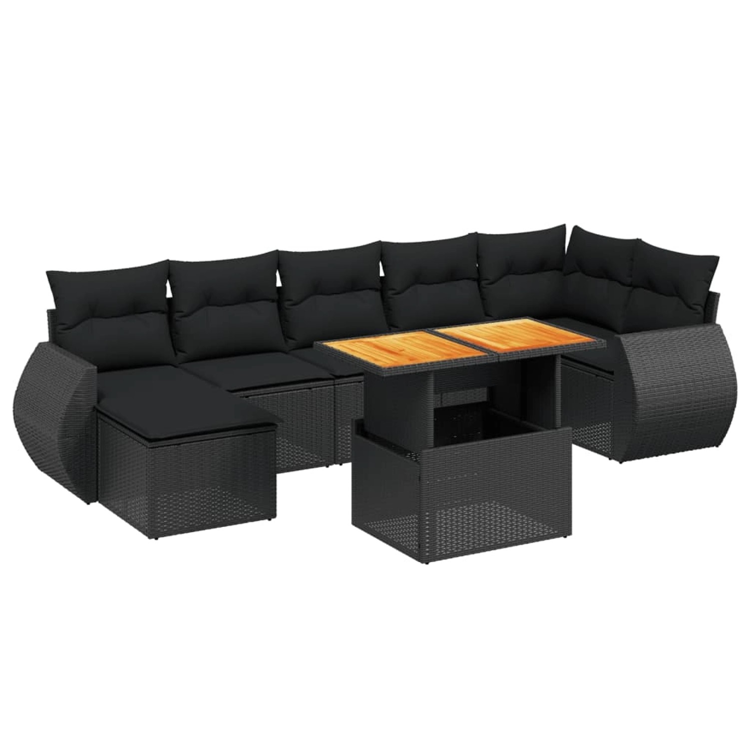 vidaXL 8-Tlg Garten-Sofagarnitur mit Kissen Schwarz Poly Rattan 3272301 günstig online kaufen