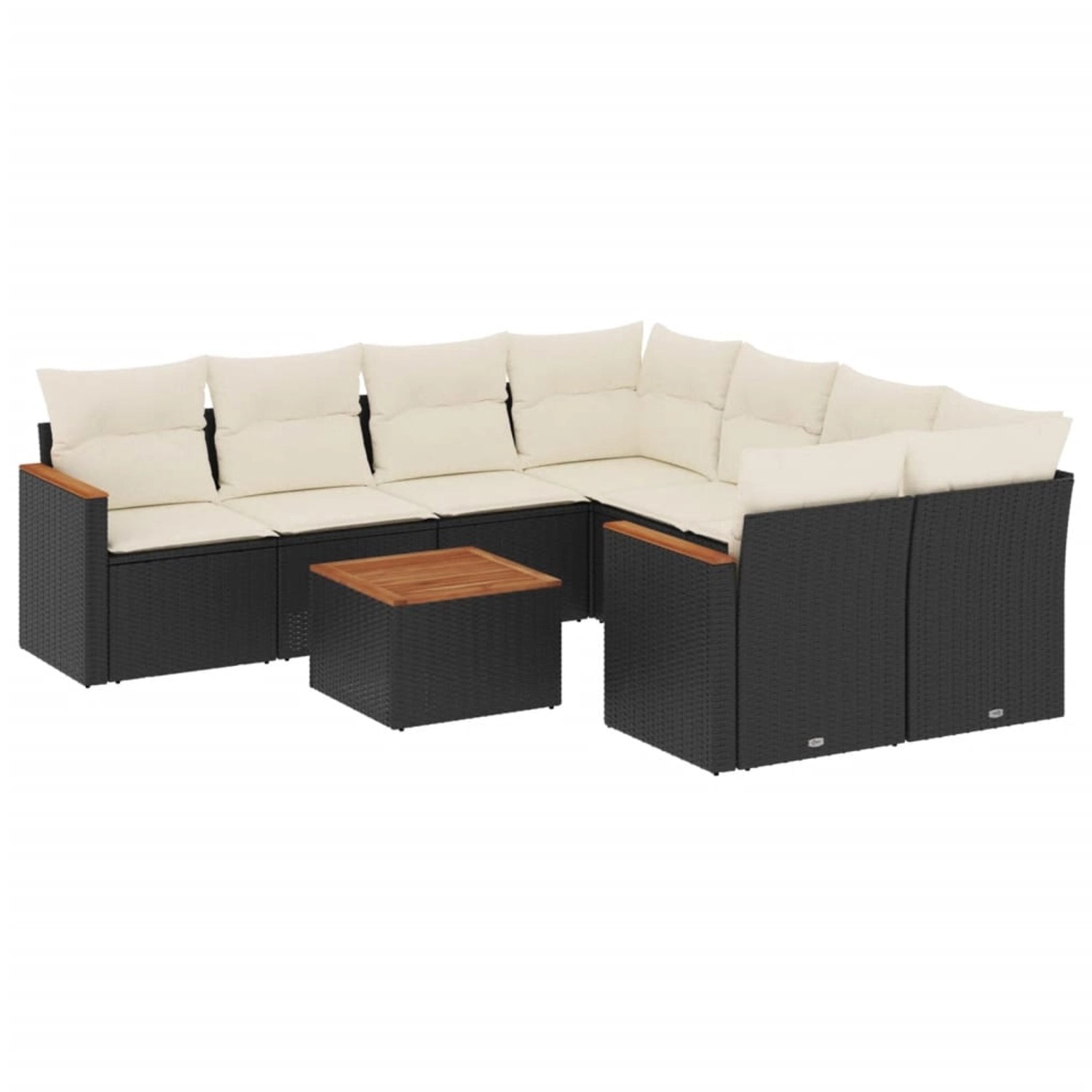 vidaXL 9-Tlg Garten-Sofagarnitur mit Kissen Schwarz Poly Rattan 3225825 günstig online kaufen