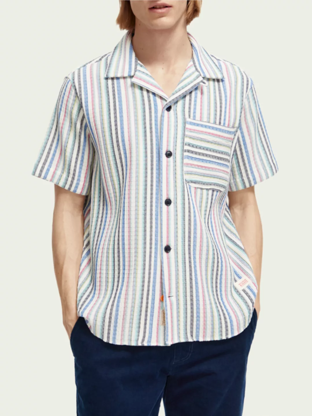 Maison Scotch Striped structured camp shirt günstig online kaufen