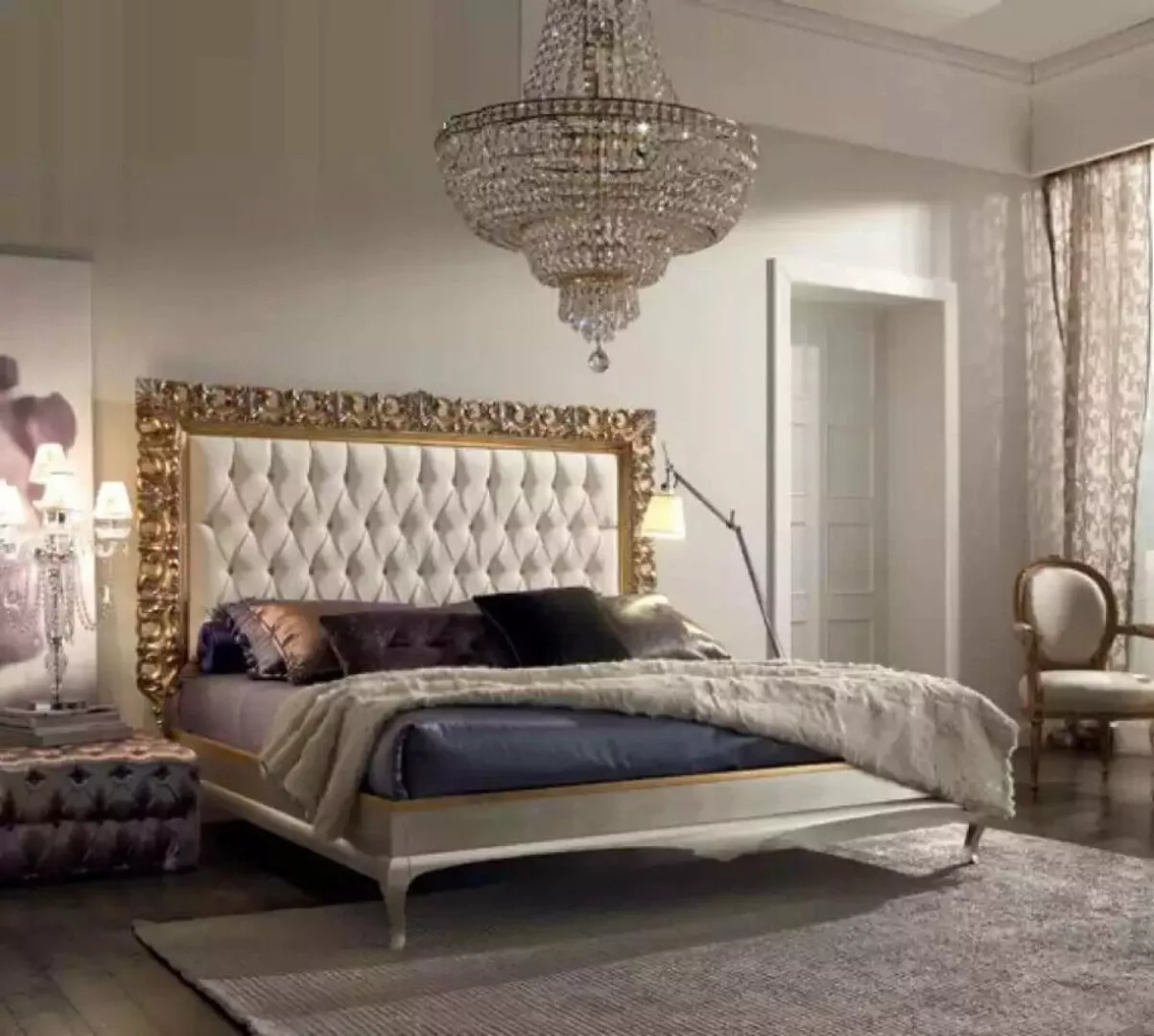 JVmoebel Bett Luxus Bett Holz Schlafzimmer Doppel Italienische Möbel Neu (1 günstig online kaufen