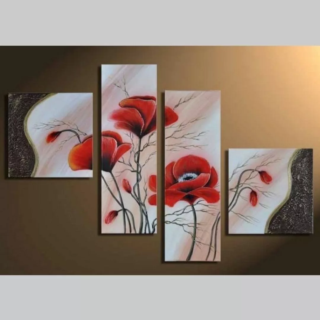 4 Leinwandbilder MOHN (1) 80 x 50cm Handgemalt günstig online kaufen