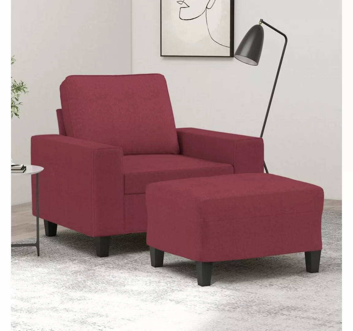 vidaXL Sofa Sessel mit Hocker 60 cm Stoff, Rot günstig online kaufen