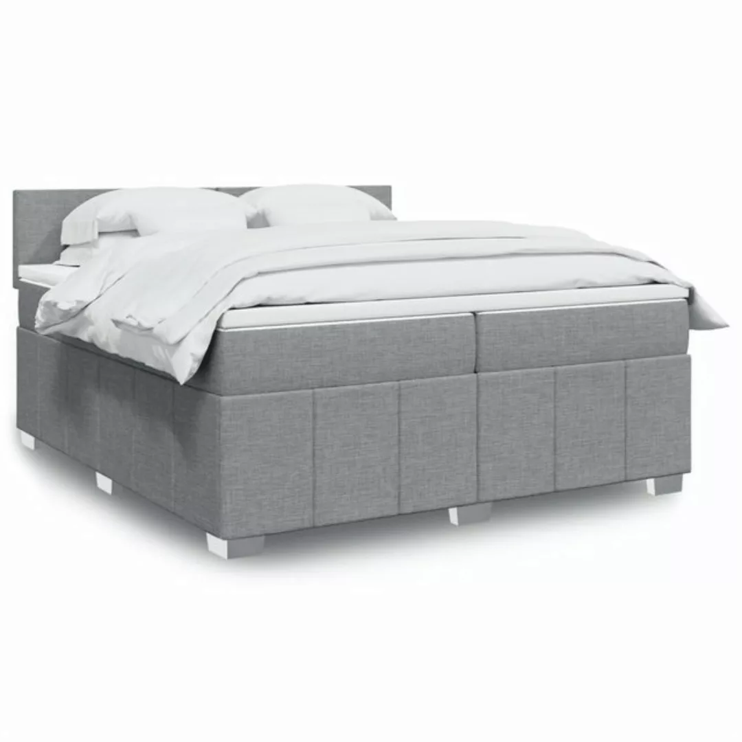 vidaXL Boxspringbett, Boxspringbett mit Matratze Hellgrau 200x200 cm Stoff günstig online kaufen