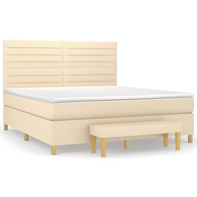 vidaXL Boxspringbett Boxspringbett mit Matratze Creme 160x200 cm Stoff Bett günstig online kaufen