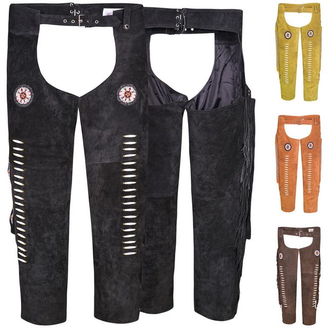 German Wear Lederhose GW957T Chaps Fransenhose Reiter Cowboy Western Lederc günstig online kaufen