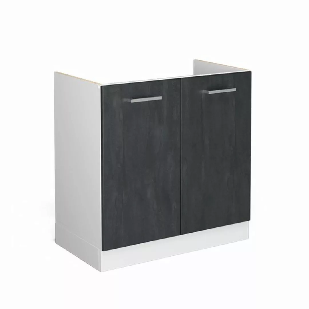 Vicco Spülenunterschrank Untenschrank R-Line 80 cm Weiß Schwarz Beton+APL G günstig online kaufen