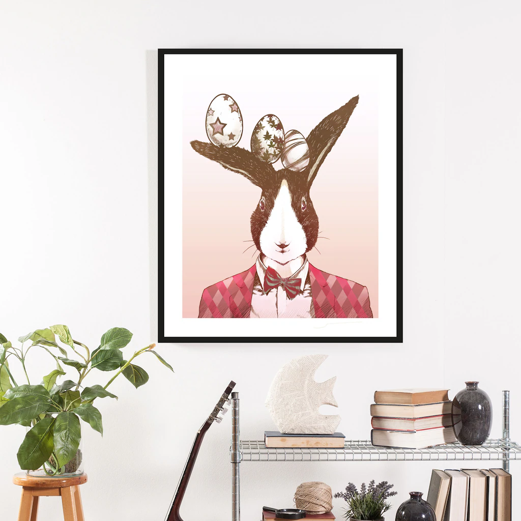 queence Bild »Aferno«, Hase-Hasen-Haustiere-Kunst-Ostern, (1 St.), mit Rahm günstig online kaufen