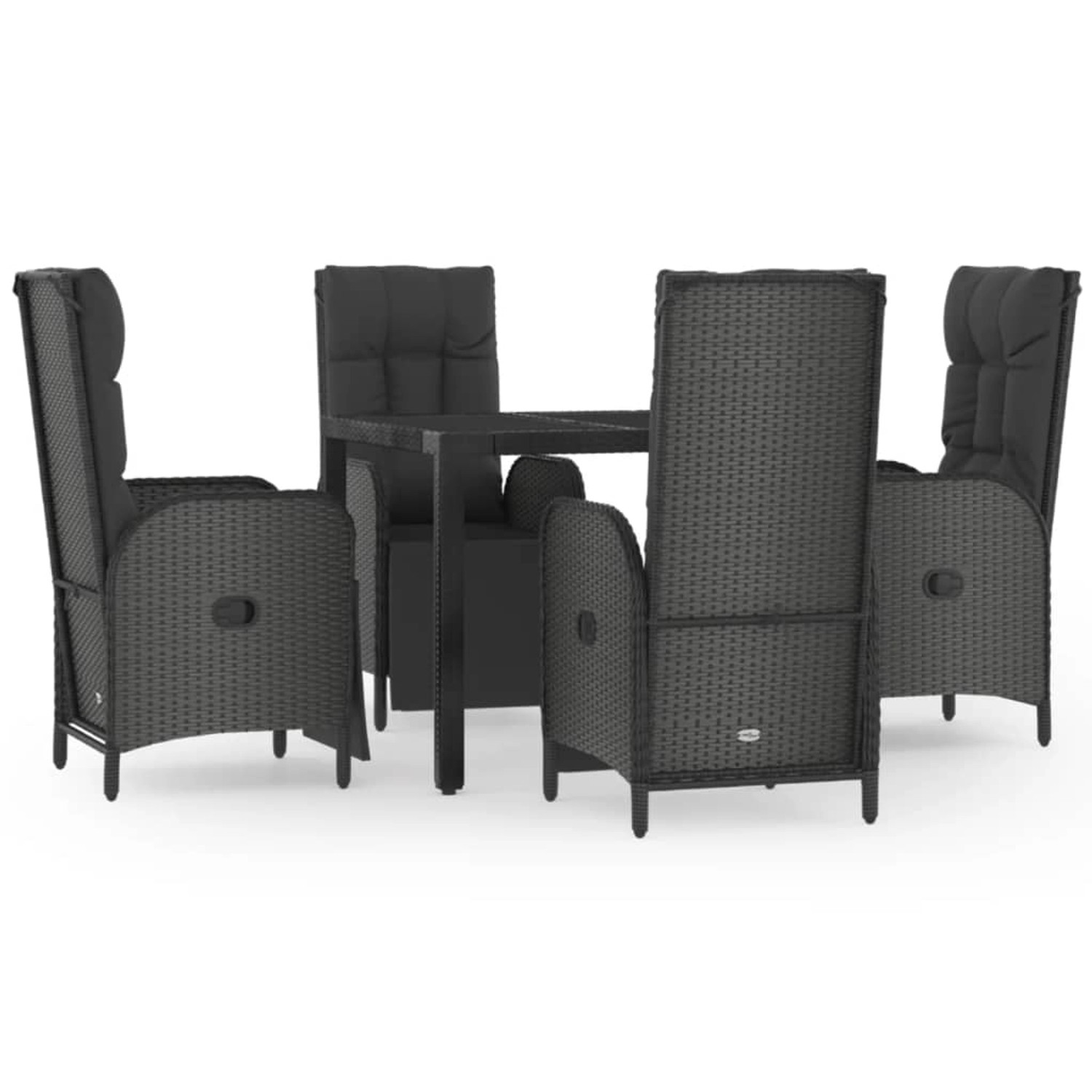 Vidaxl 5-tlg. Garten-essgruppe Mit Kissen Schwarz Poly Rattan günstig online kaufen