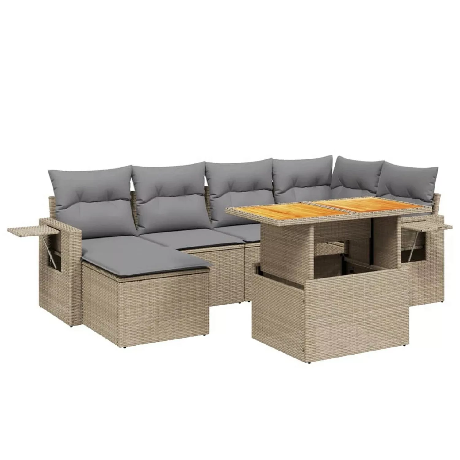 vidaXL 7-tlg Garten-Sofagarnitur mit Kissen Beige Poly Rattan Modell 330 günstig online kaufen