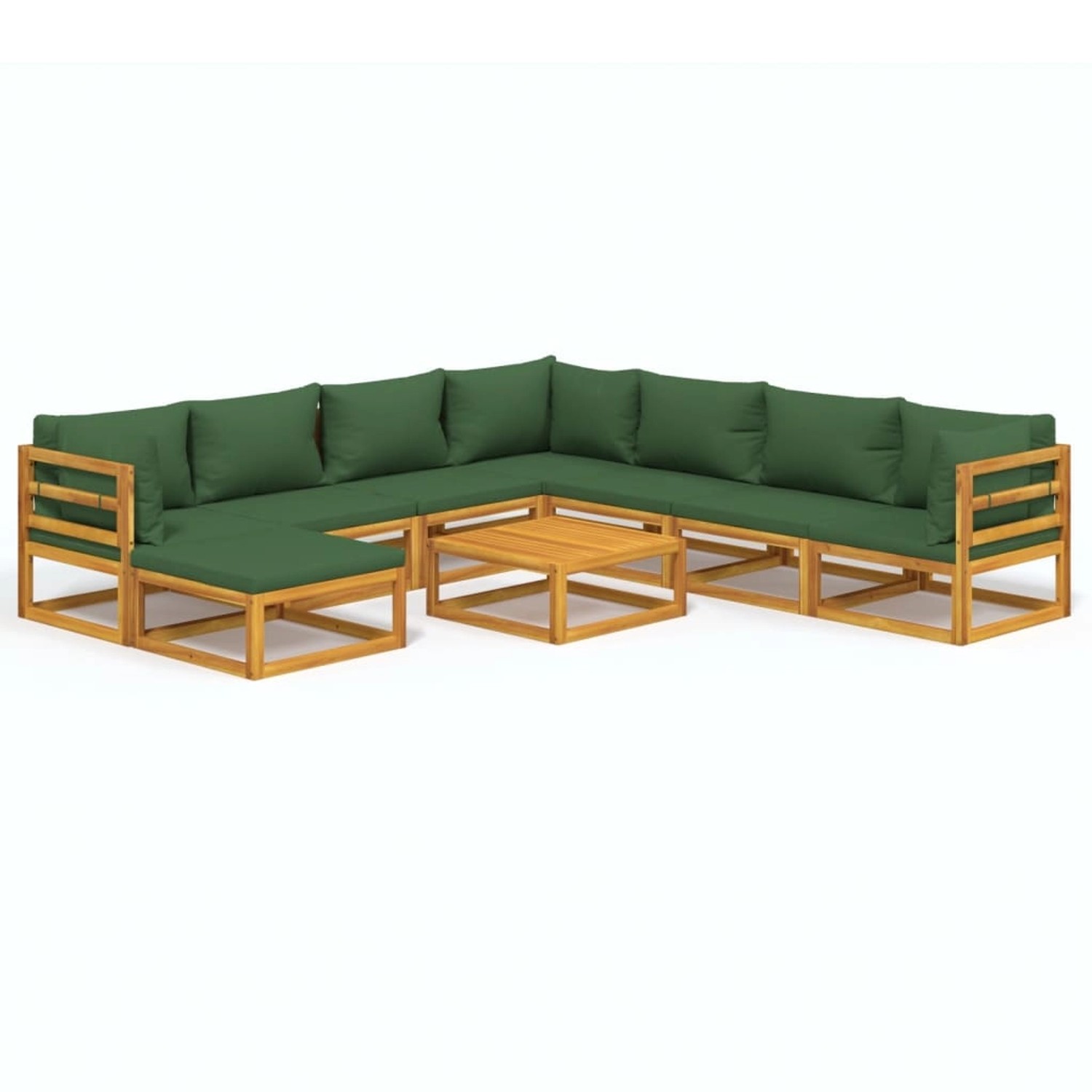 Vidaxl 9-tlg. Garten-lounge-set Mit Grünen Kissen Massivholz günstig online kaufen