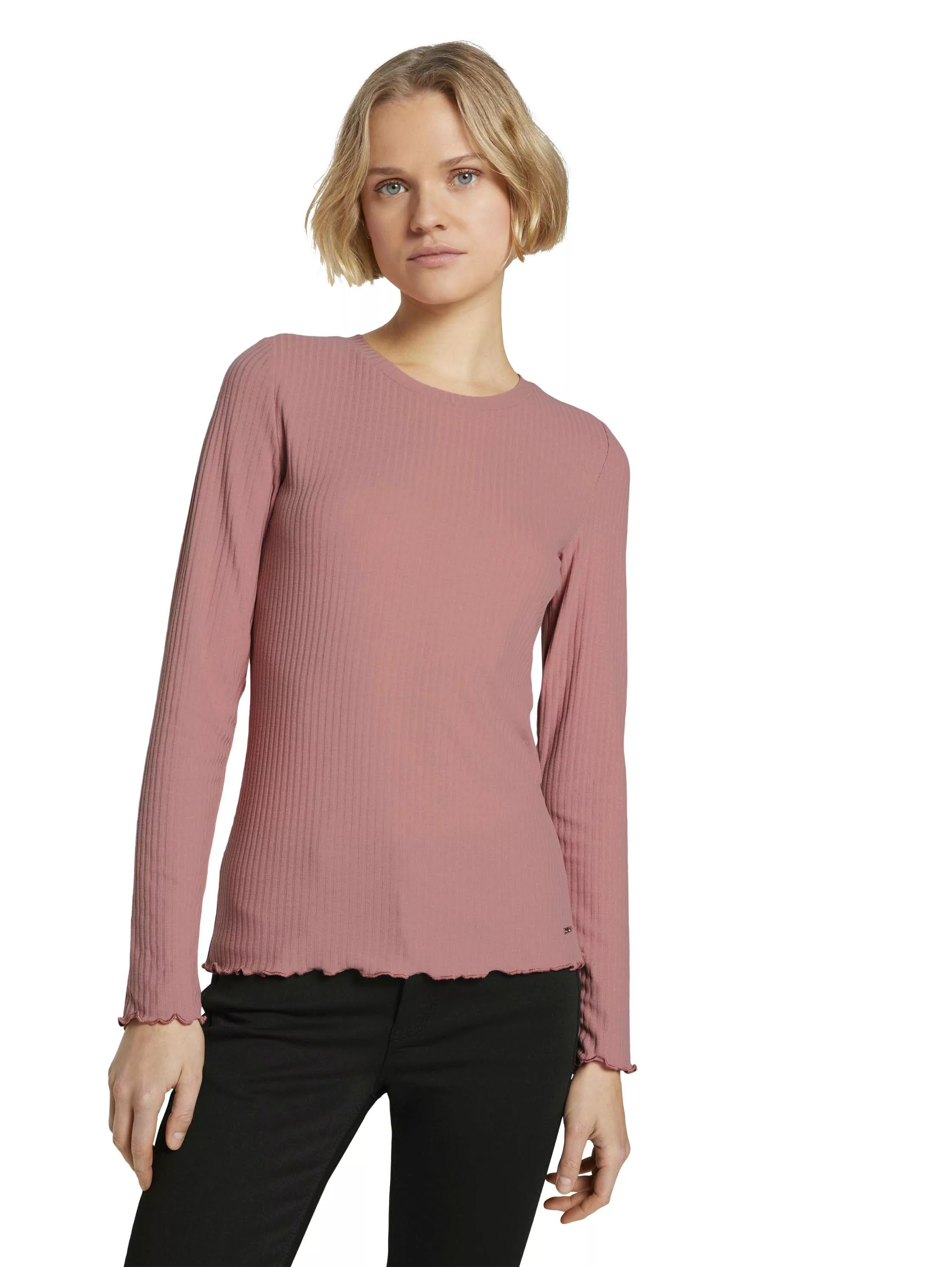 Tom Tailor Langarmshirt Ribbed rose günstig online kaufen