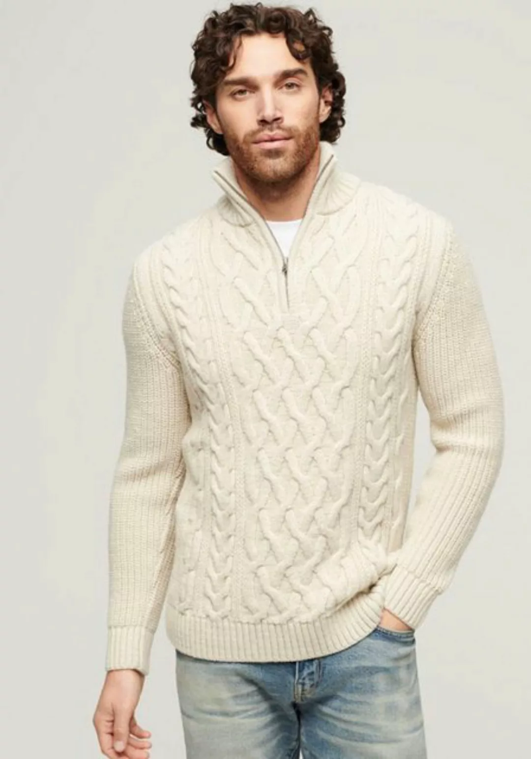 Superdry Strickpullover Jacob Cable Knit Half Zip günstig online kaufen