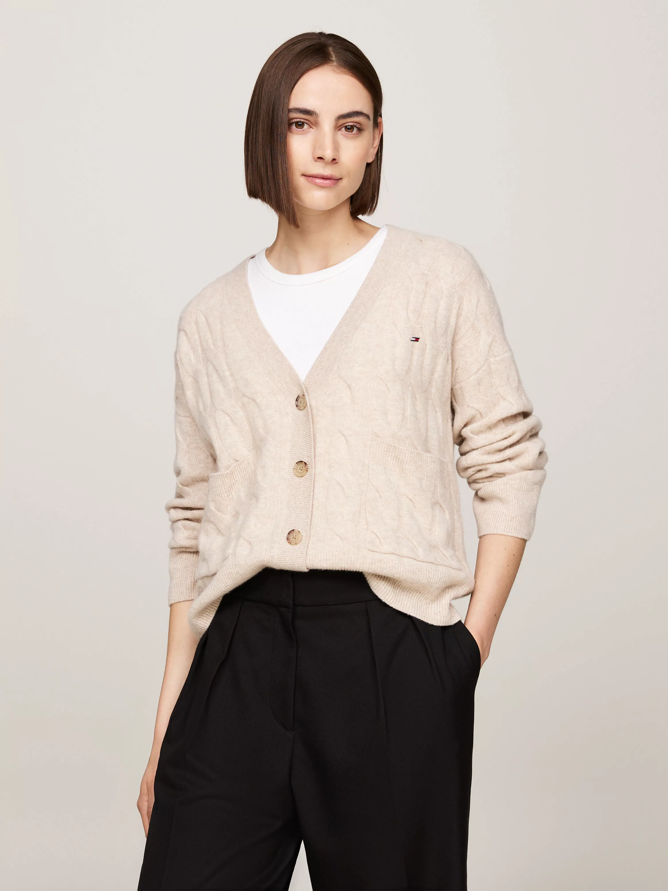 Tommy Hilfiger Strickjacke "SOFT WOOL CABLE CARDIGAN", mit Zopfmuster, Prem günstig online kaufen