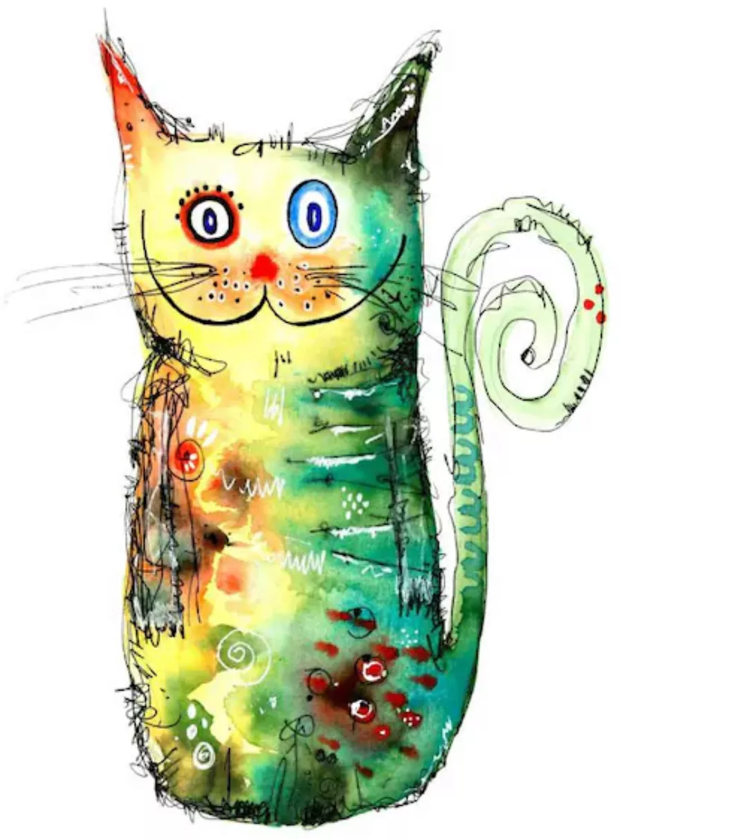 Wall-Art Wandtattoo "Bunte Katze Crazy Cat", (1 St.), selbstklebend, entfer günstig online kaufen