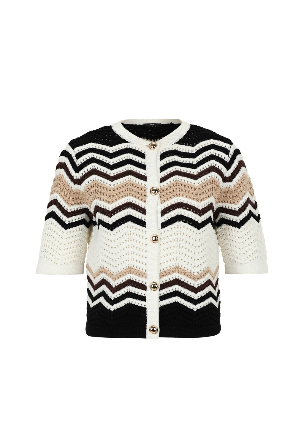Zero Strickjacke "zero Damen Strickjacke mit Zickzackmuster", Knopfleiste günstig online kaufen