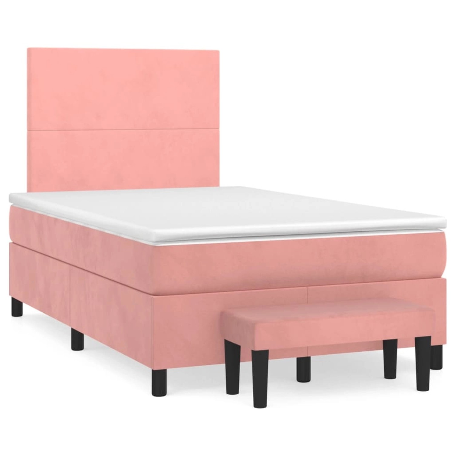 vidaXL Boxspringbett Boxspringbett mit Matratze Rosa 120x200 cm Samt Bett B günstig online kaufen