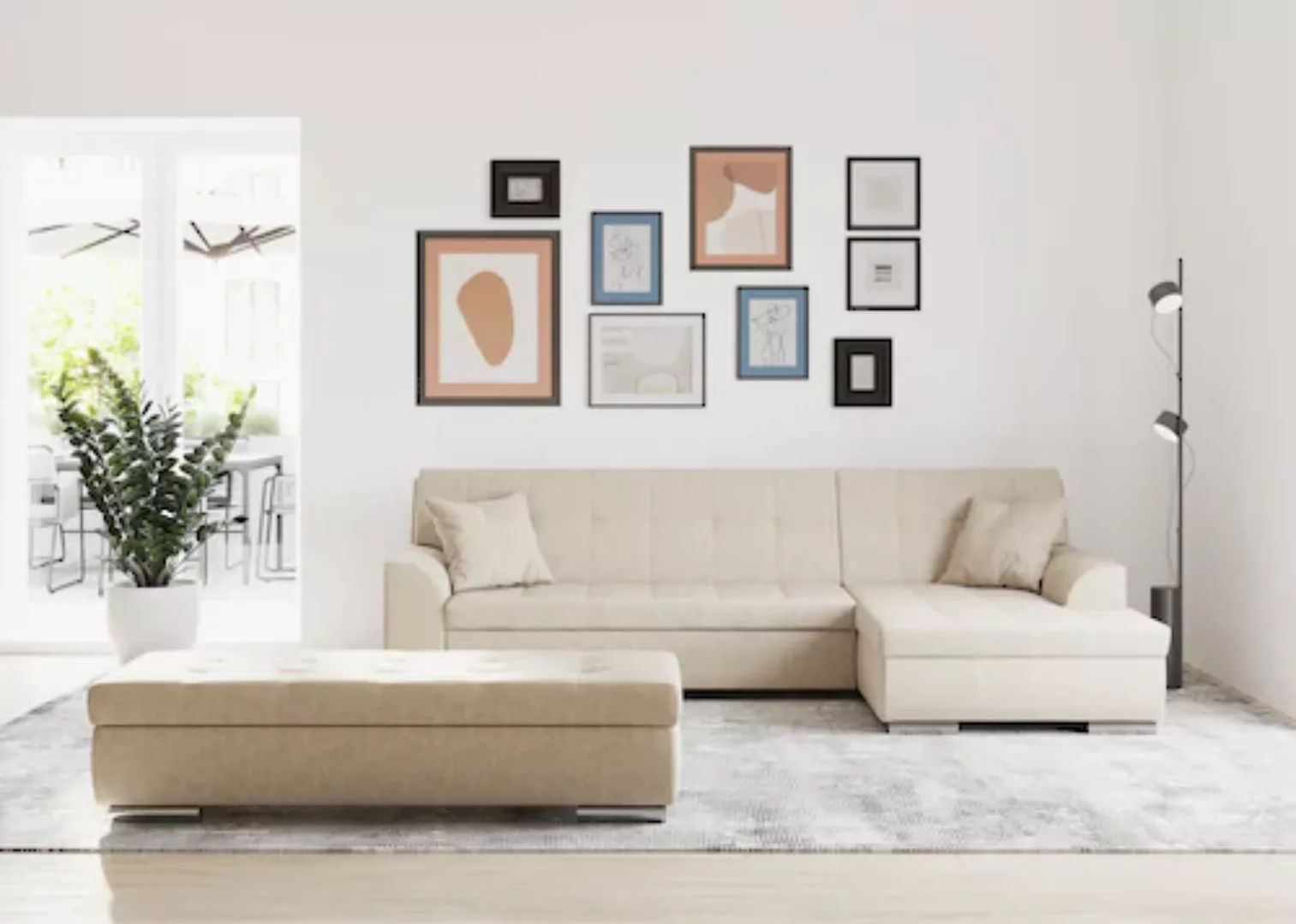 DOMO collection Ecksofa Treviso, wahlweise mit Bettfunktion, incl. Zierkiss günstig online kaufen