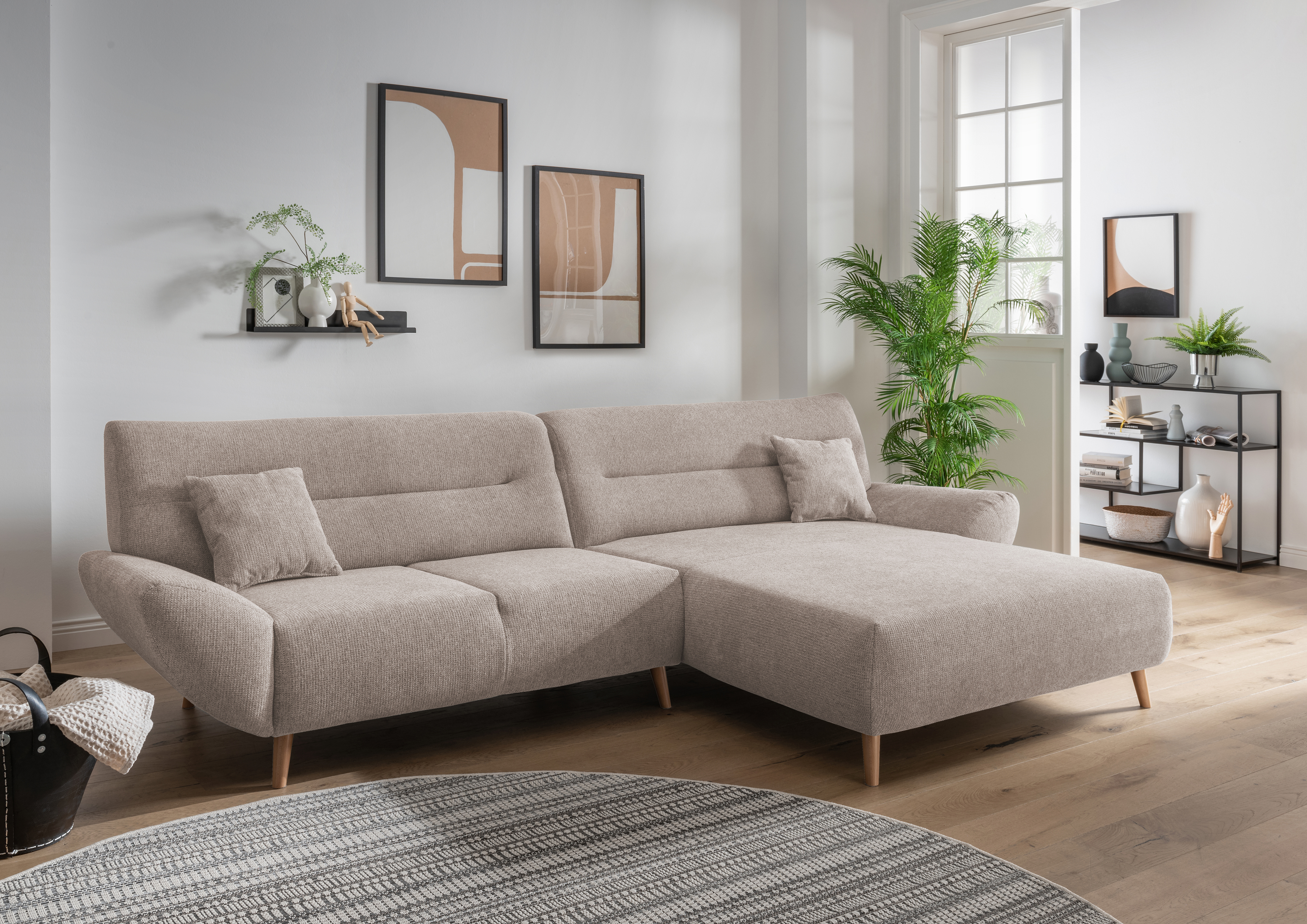 INOSIGN Ecksofa »Drago, elegant und zeitlos, komfortabel, Holzfuß, L-Form«, günstig online kaufen