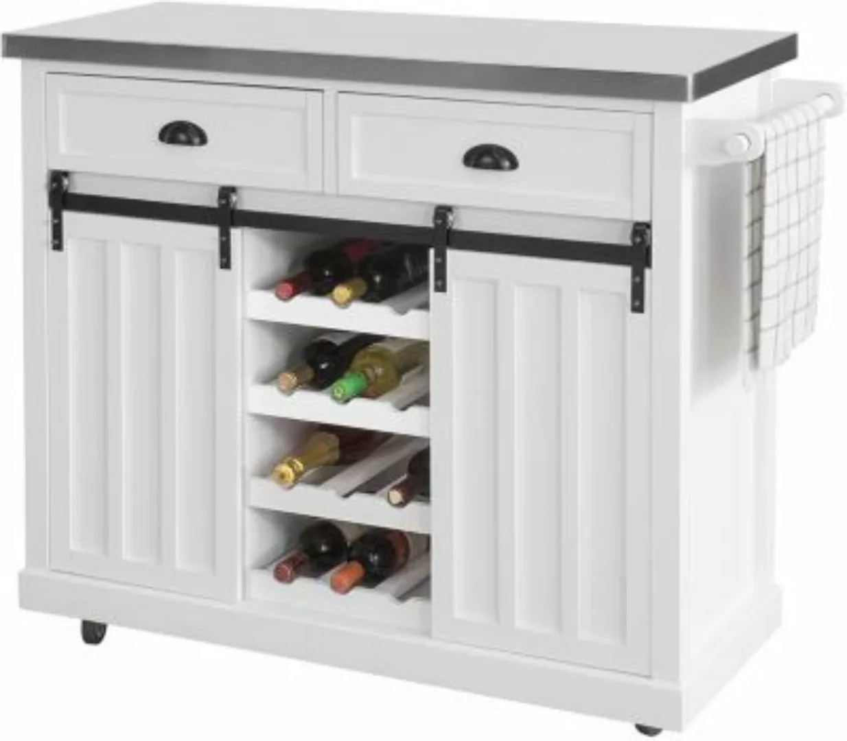 SoBuy® Kücheninsel Küchenwagen Küchenschrank mit Flaschenablage, mit 2 Schi günstig online kaufen