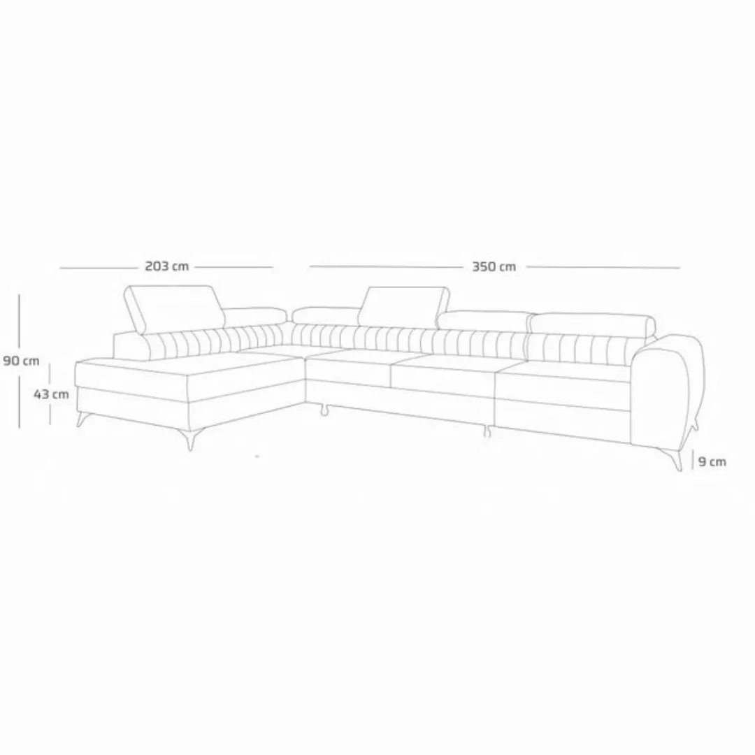 Fun Möbel Ecksofa Schlafsofa Sofa FARGO MAX in Stoff Vogue Ottomane Rechts günstig online kaufen