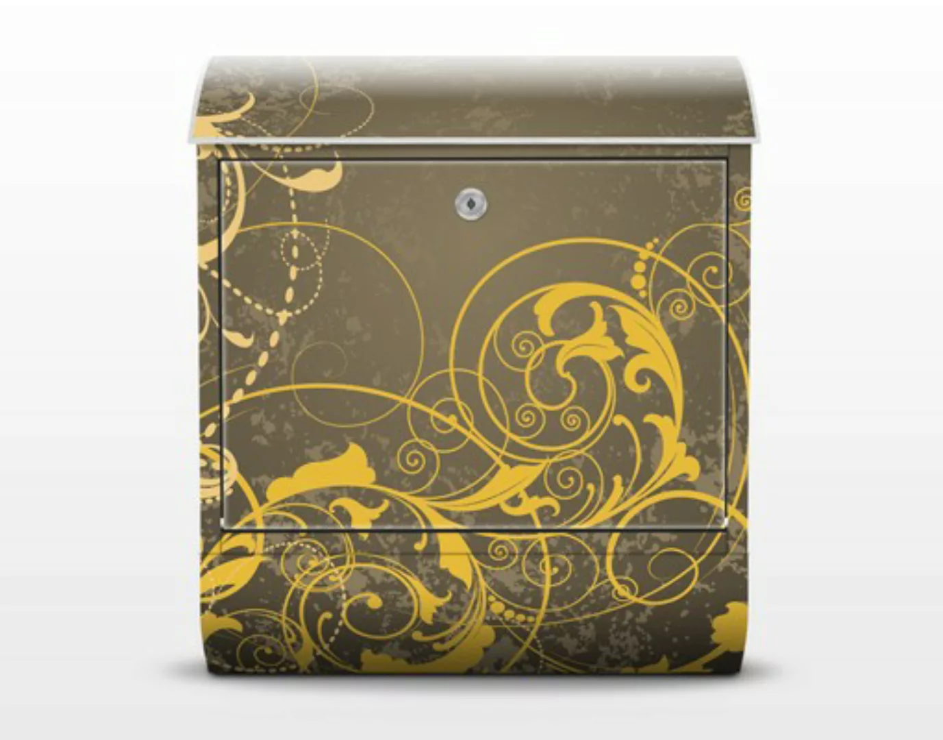 Briefkasten Muster & Textur Schnörkel in Gold günstig online kaufen