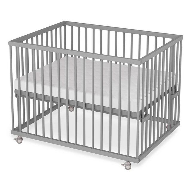 Sämann Babybett Laufgitter 75x100 cm Matratze SleepPlus & Lattenrost grau P günstig online kaufen