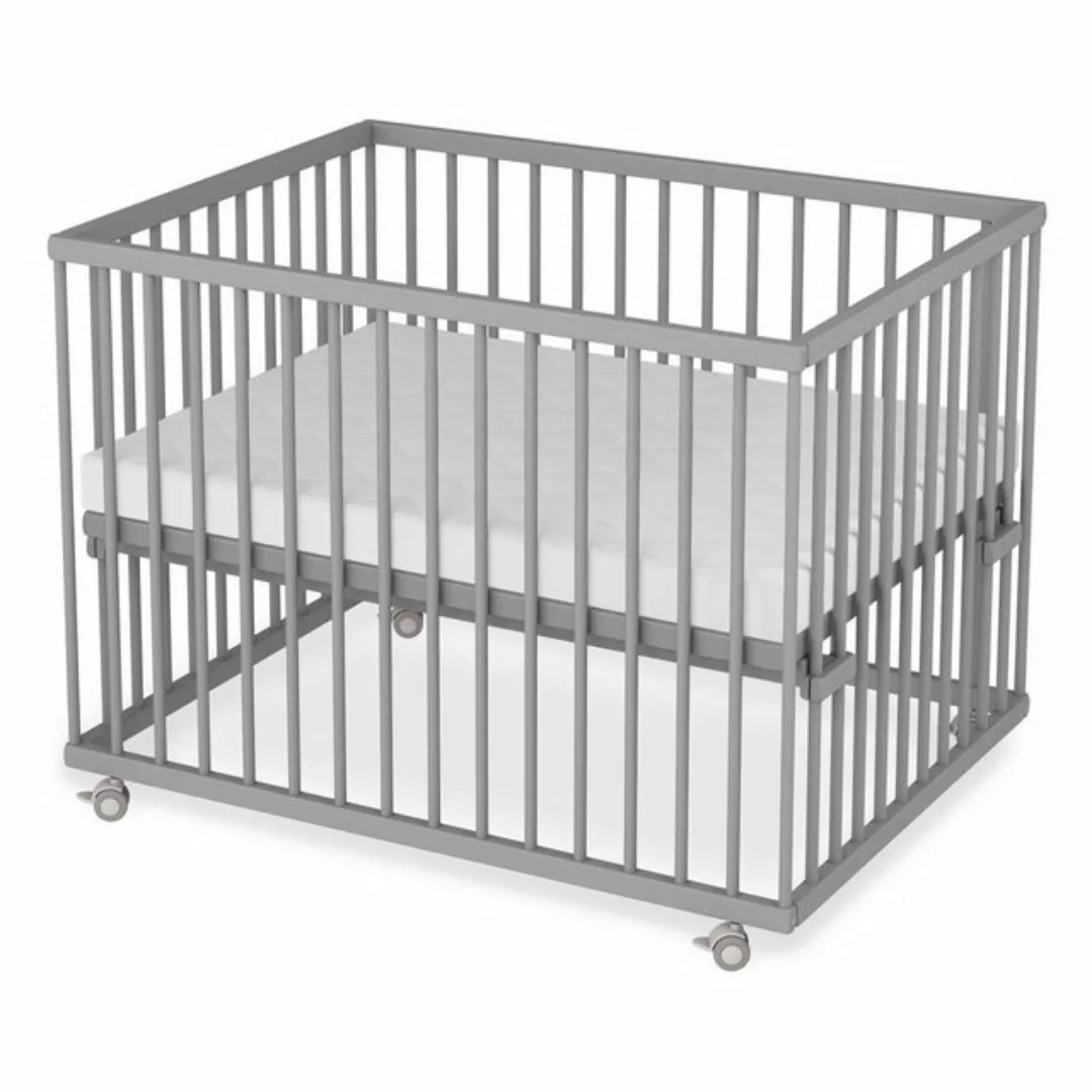 Sämann Babybett Laufgitter 75x100 cm Matratze SleepPlus & Lattenrost grau P günstig online kaufen