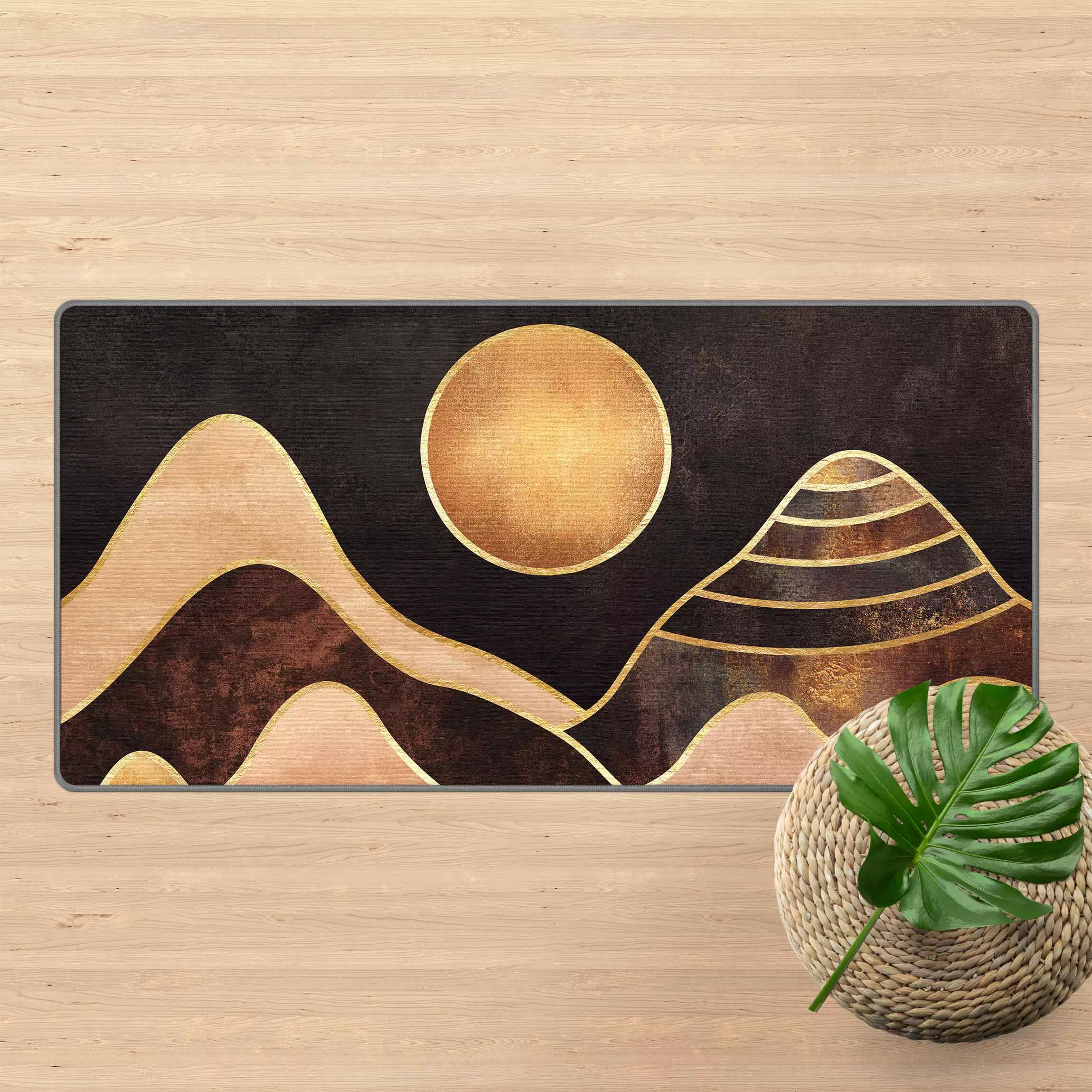 Teppich Goldene Sonne abstrakte Berge günstig online kaufen