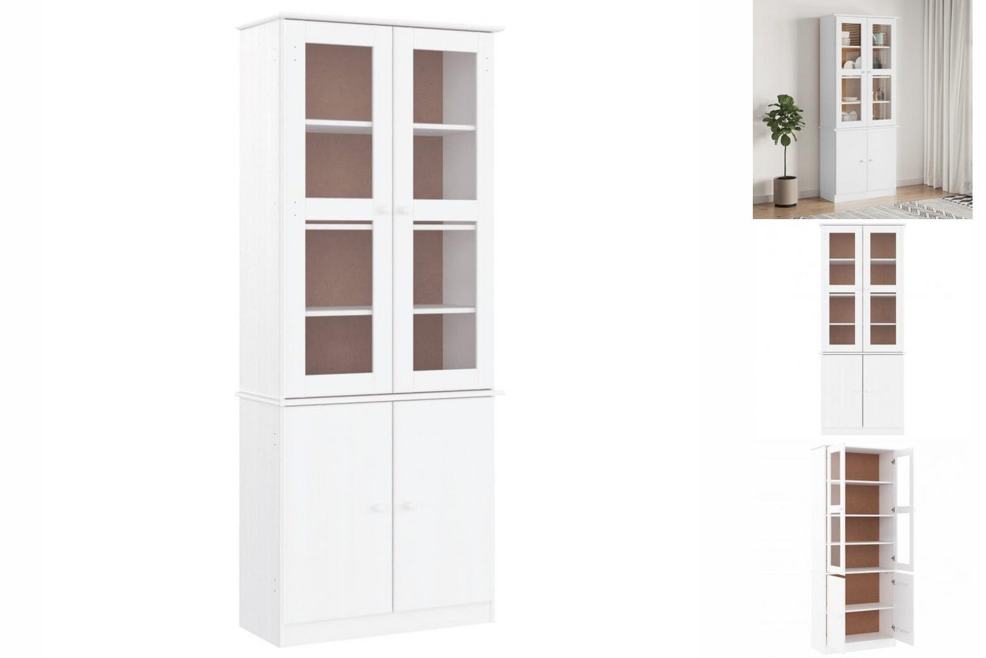 vidaXL Vitrine Vitrinenschrank ALTA Weiß 77x35x186,5 cm Massivholz Kiefer G günstig online kaufen