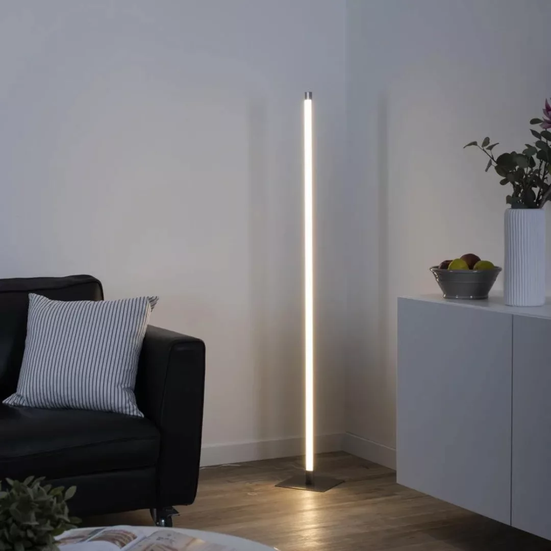 famlights | LED Stehleuchte Alexia in Silber 10,8W 1200lm gerade günstig online kaufen