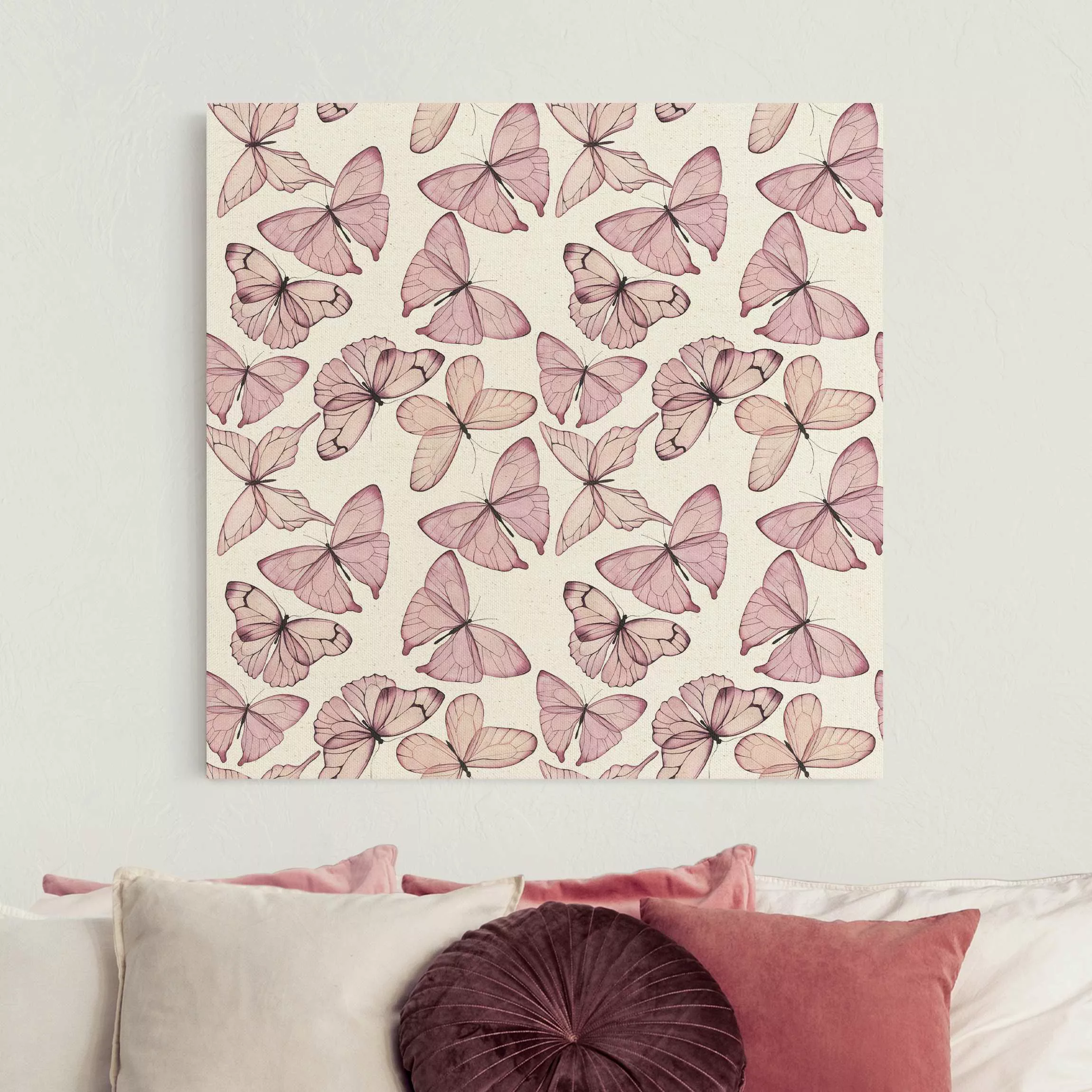 Leinwandbild auf Naturcanvas Zarte Rosa Schmetterlinge günstig online kaufen