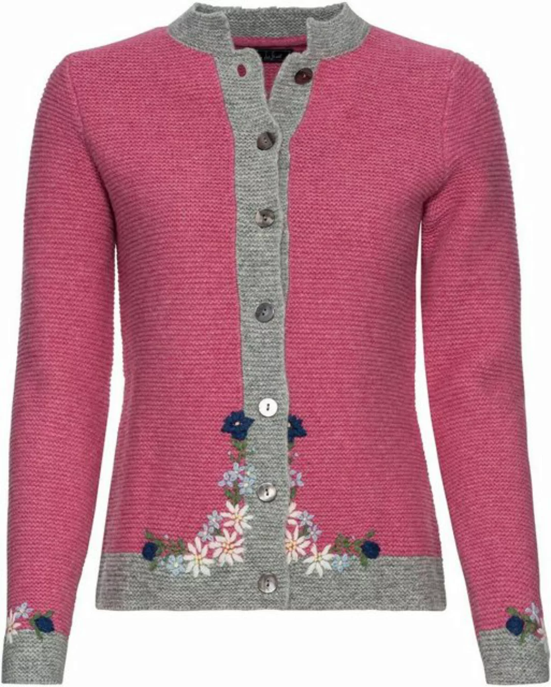 Luis Steindl Strickjacke Linksstrickjacke mit Blümchen günstig online kaufen