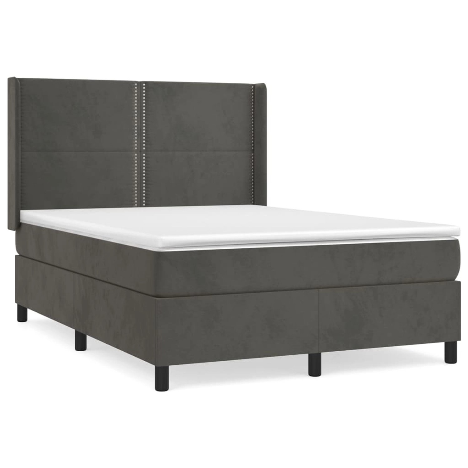 vidaXL Boxspringbett Boxspringbett mit Matratze Dunkelgrau 140x190 cm Samt günstig online kaufen