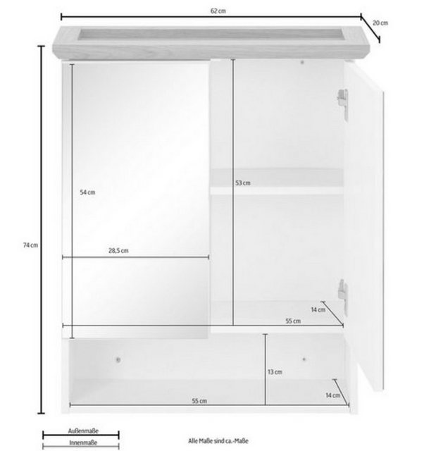 loft24 Badezimmerspiegelschrank Almun Spiegelschrank, Badschrank, Badmöbel, günstig online kaufen