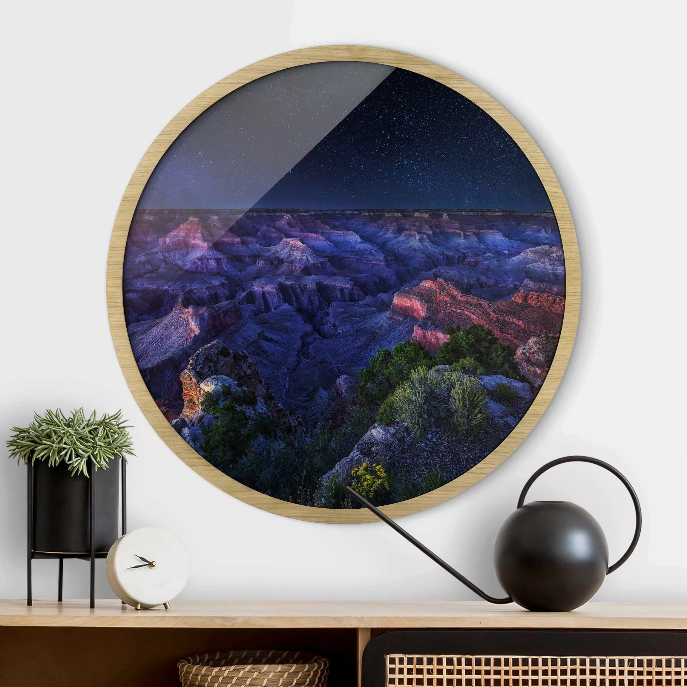 Rundes Bild mit Rahmen Grand Canyon Night günstig online kaufen